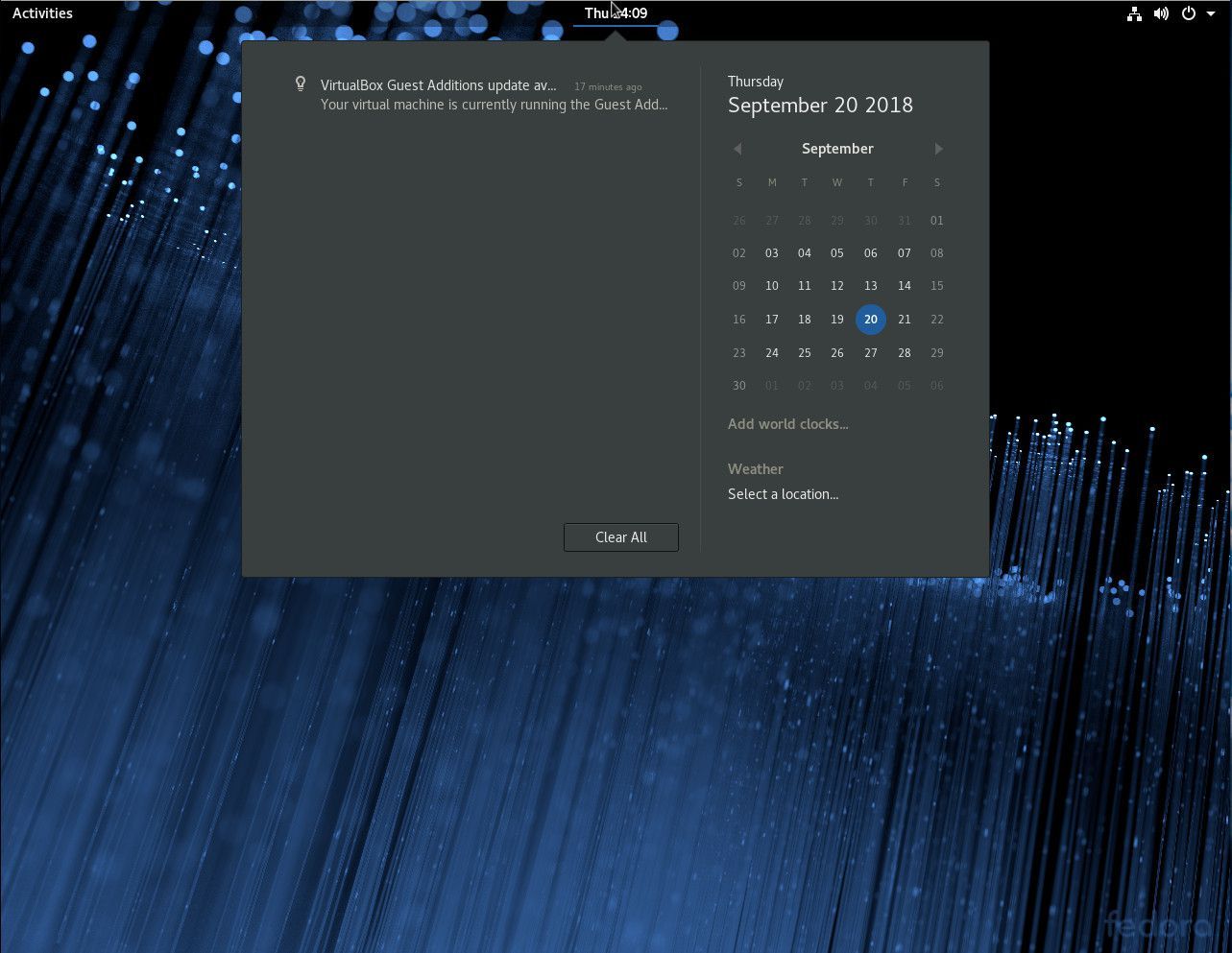 Скриншот, показывающий GNOME's calendar.