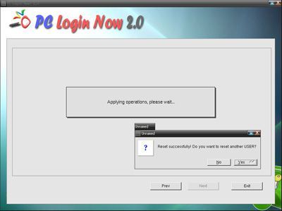 Снимок экрана: экран подтверждения входа в систему и перезагрузки ПК