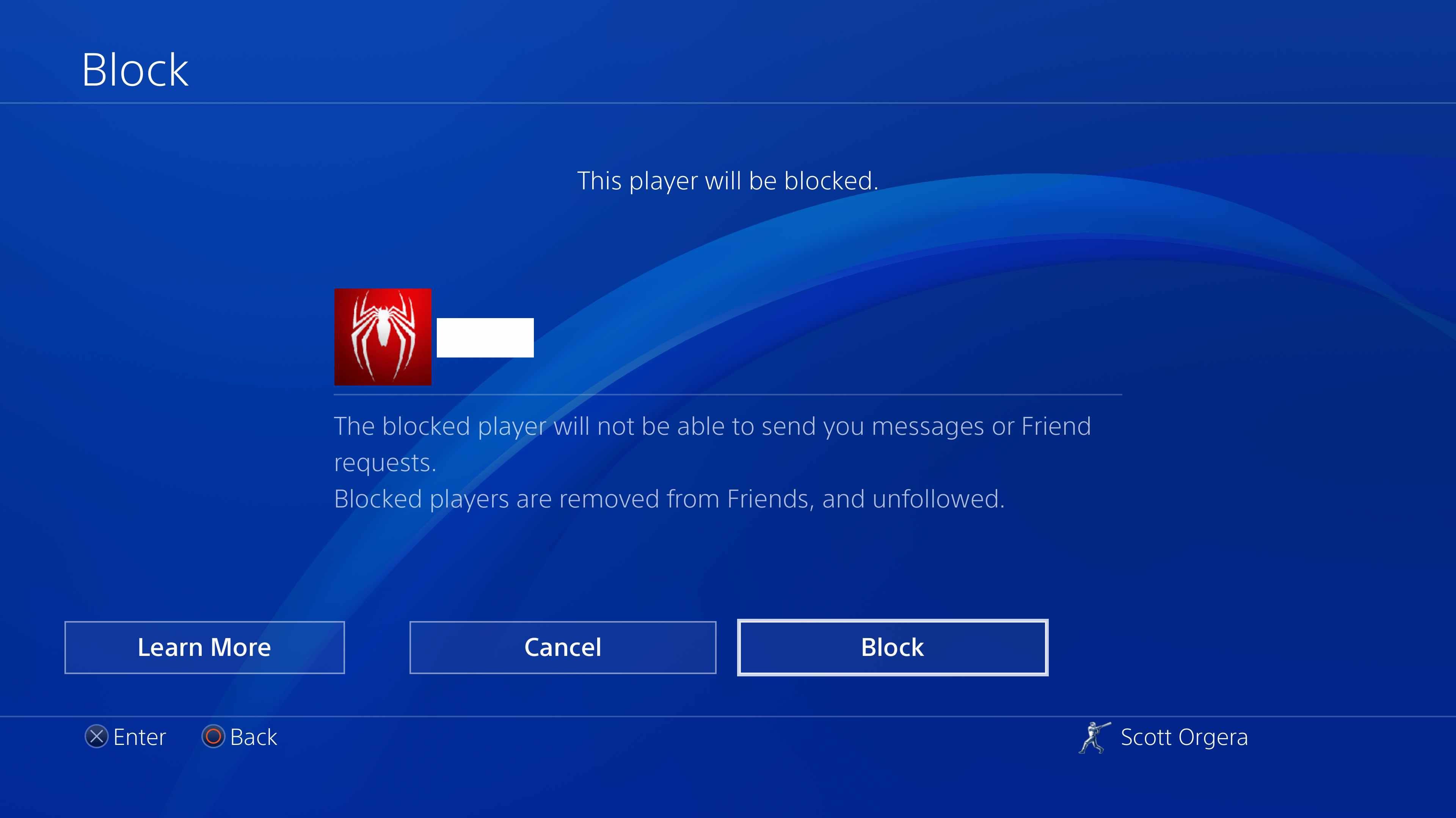 снимок экрана PS4 Block