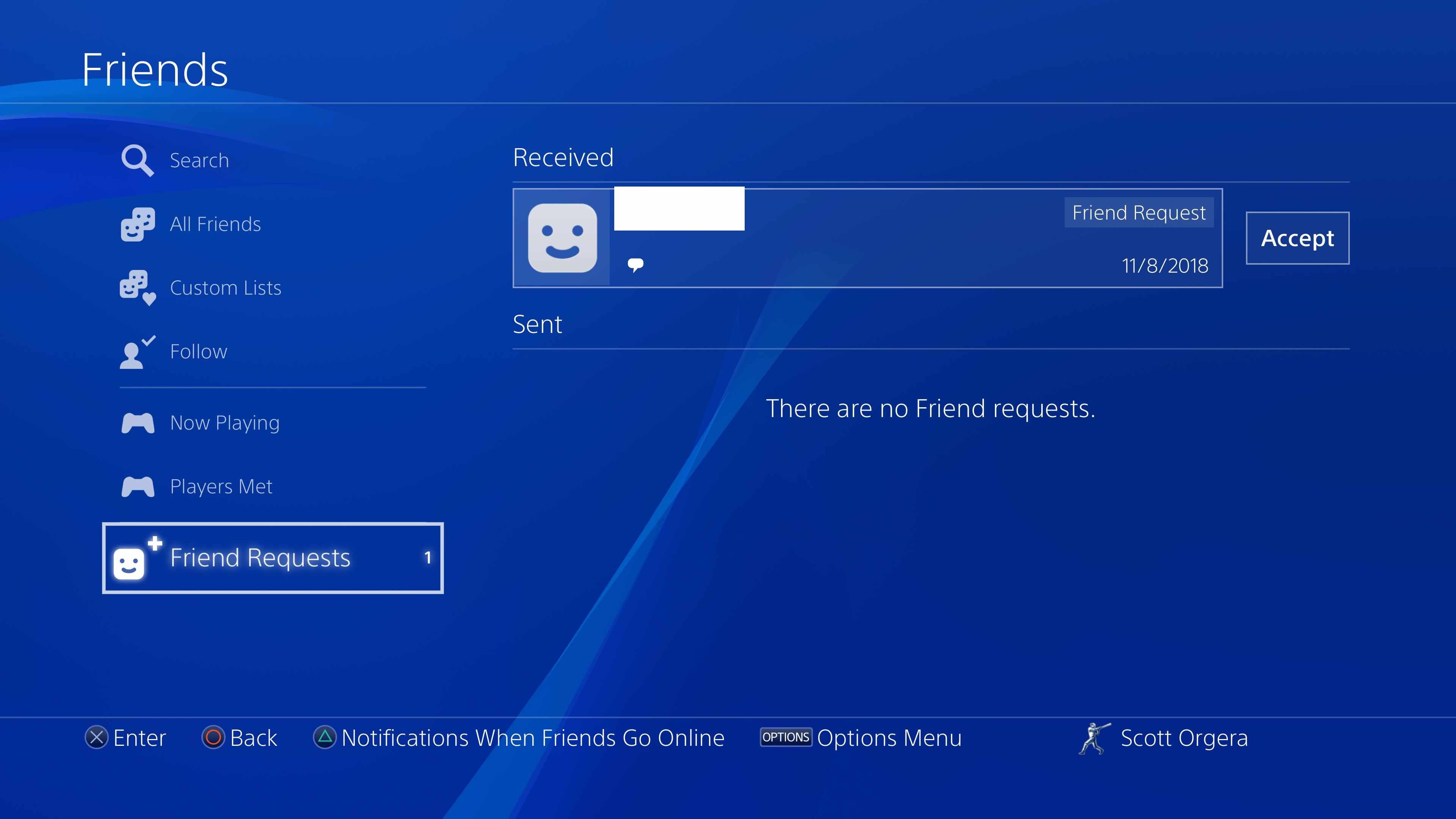 Снимок экрана PS4 Friend Requests