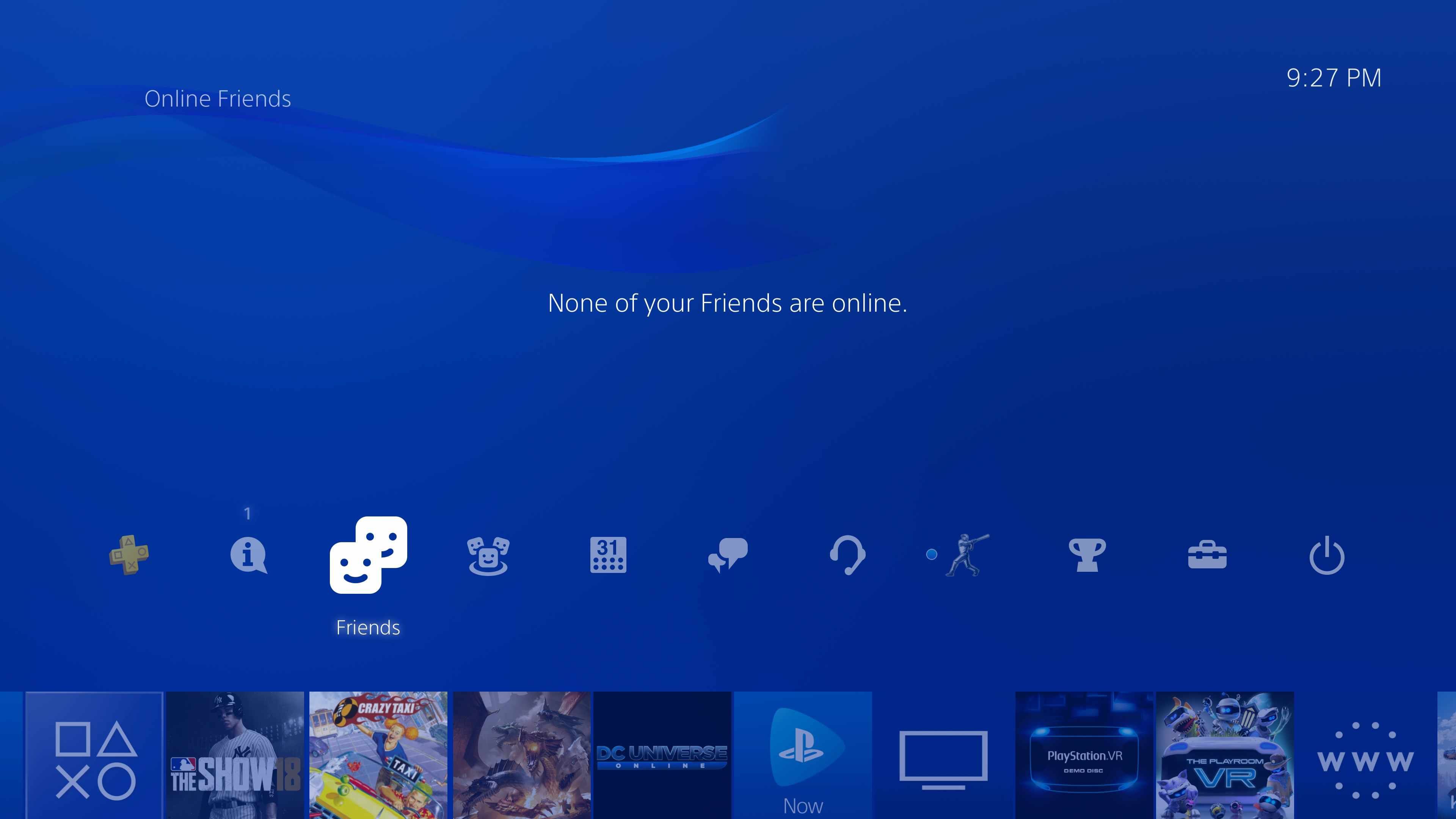 снимок экрана основного интерфейса PS4