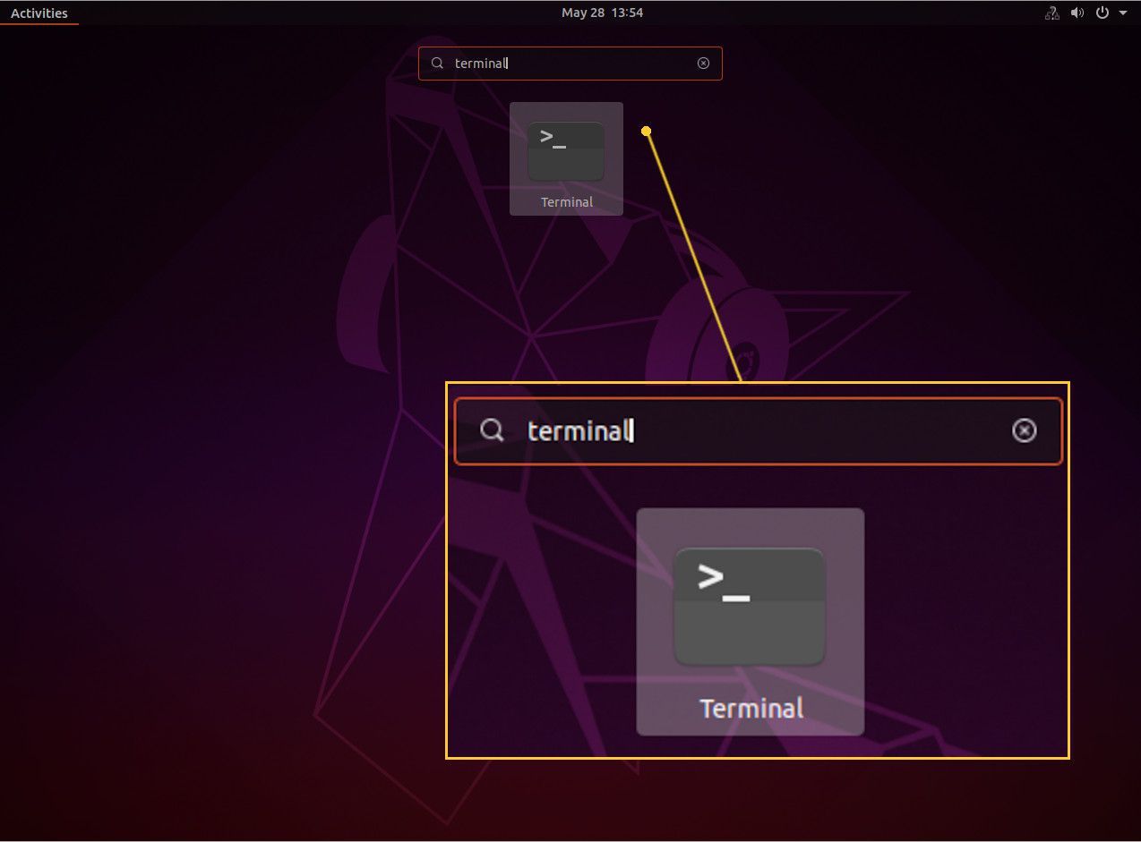 Снимок экрана открытия терминала GNOME.