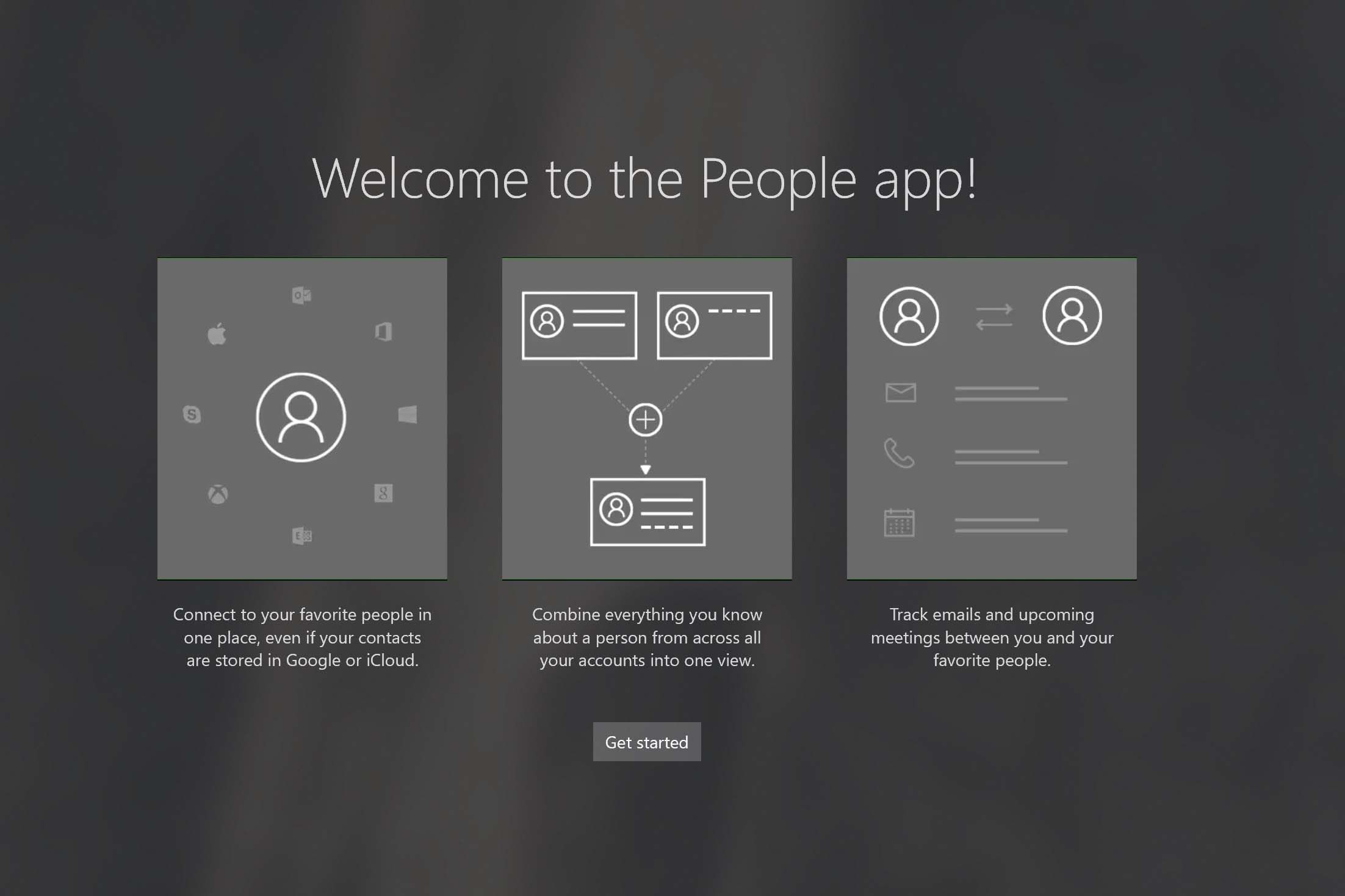 Снимок экрана приложения Windows People.