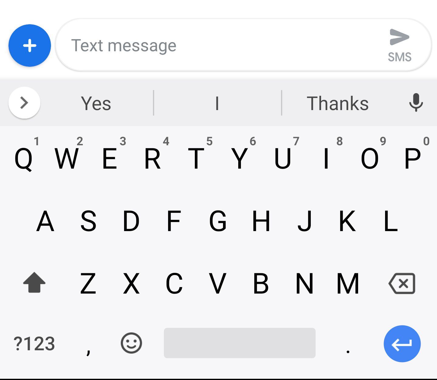 Клавиатура Android в приложении для обмена текстовыми сообщениями