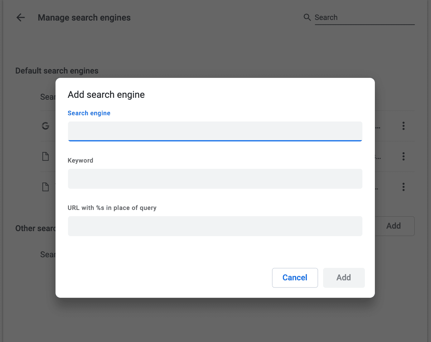 Chrome для macOS Добавить интерфейс поисковой системы