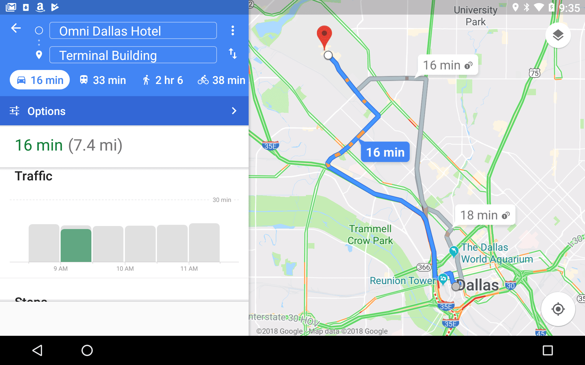 Скриншот навигации Google Maps