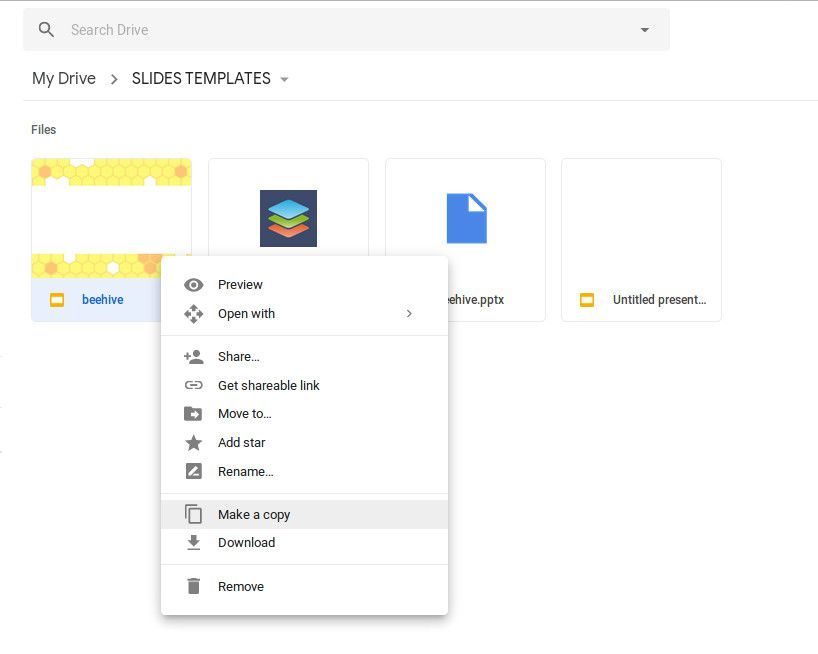 Скриншот создания копии файла в Google Drive.