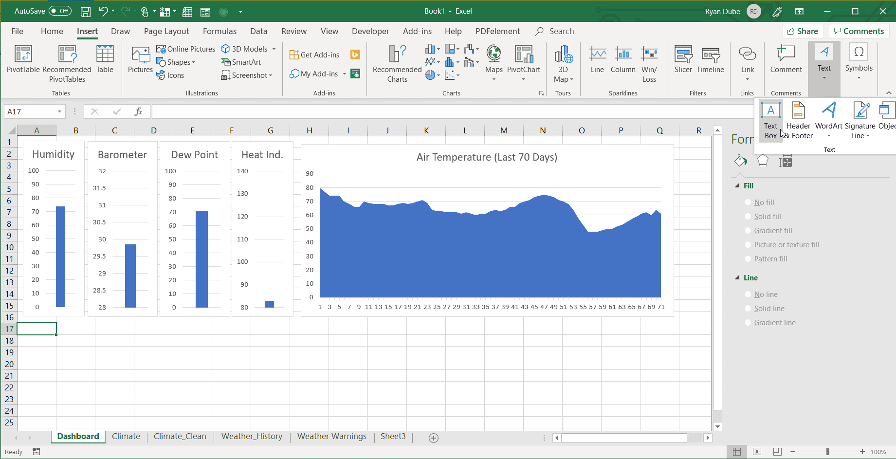 Снимок экрана выбора текстового поля в Excel