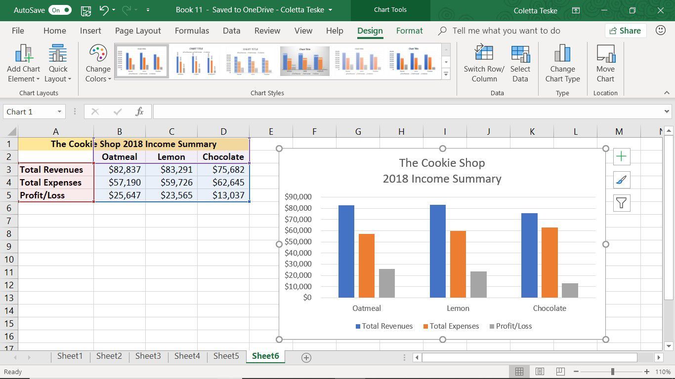Снимок экрана, показывающий инструменты дизайна и форматирования в Excel