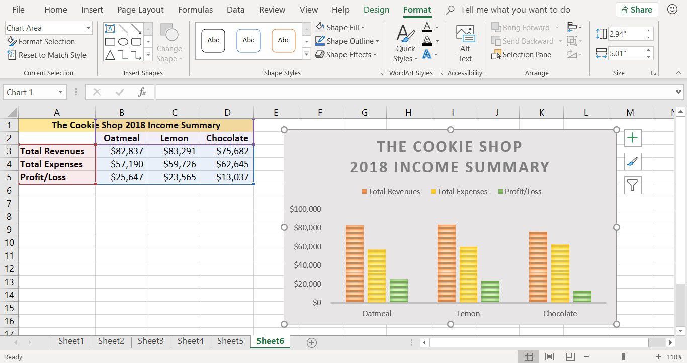 Снимок экрана, показывающий, как изменить цвет фона столбчатой ​​диаграммы в Excel