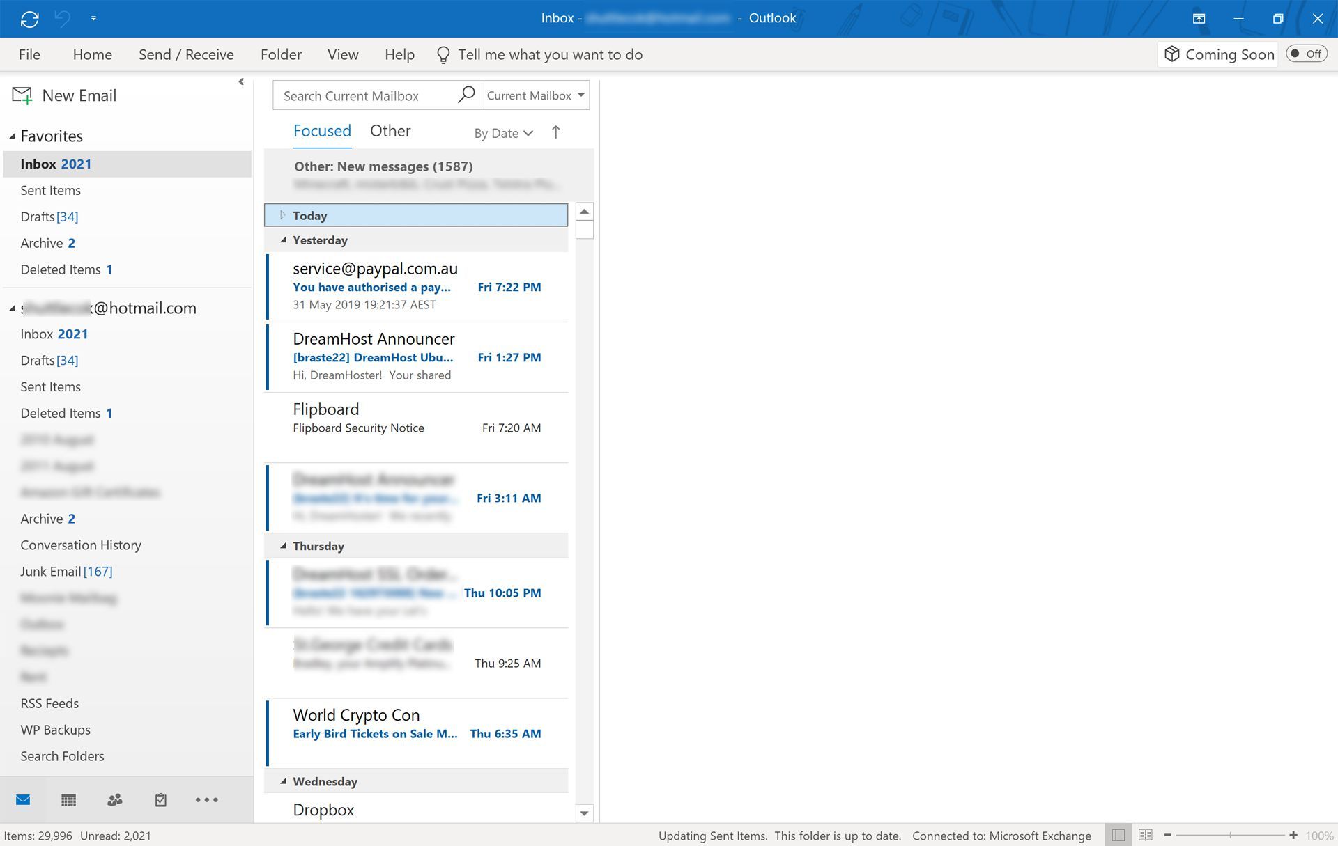 Приложение электронной почты Outlook в Windows 10.