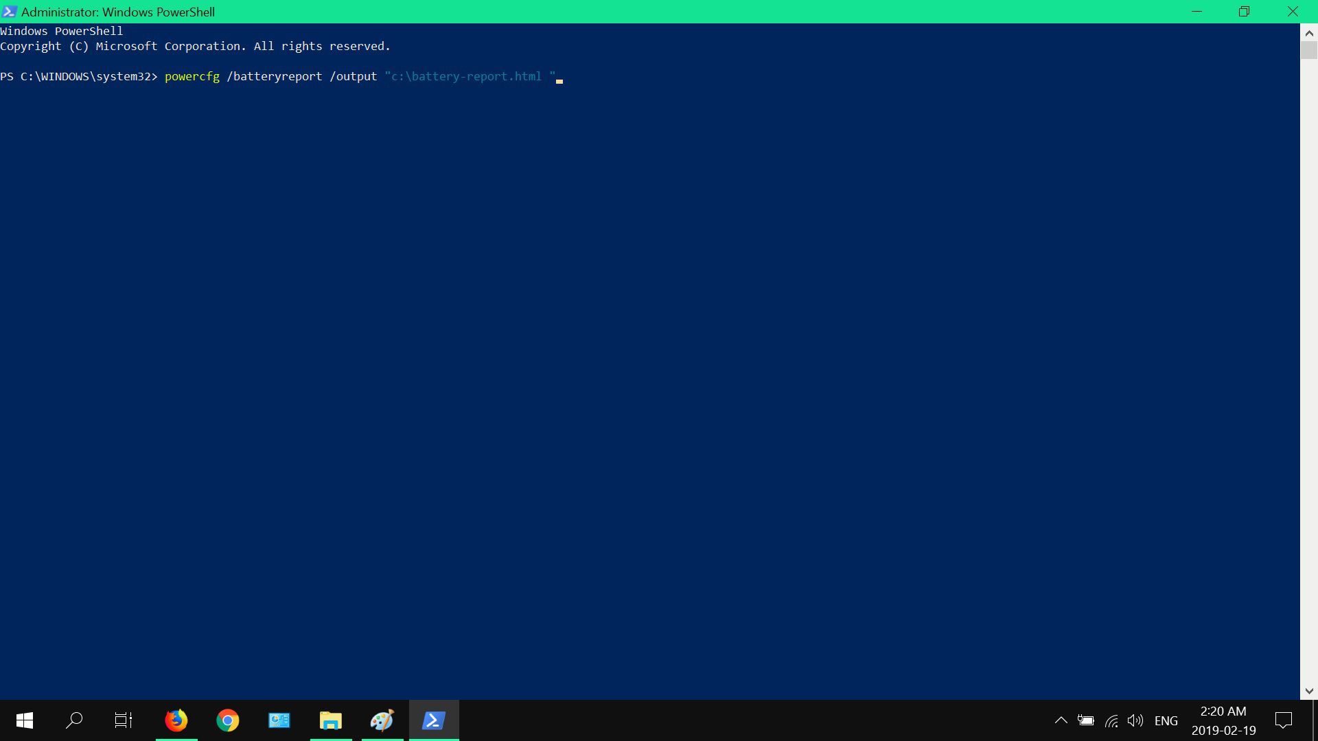 Скриншот Windows 10 PowerShell.