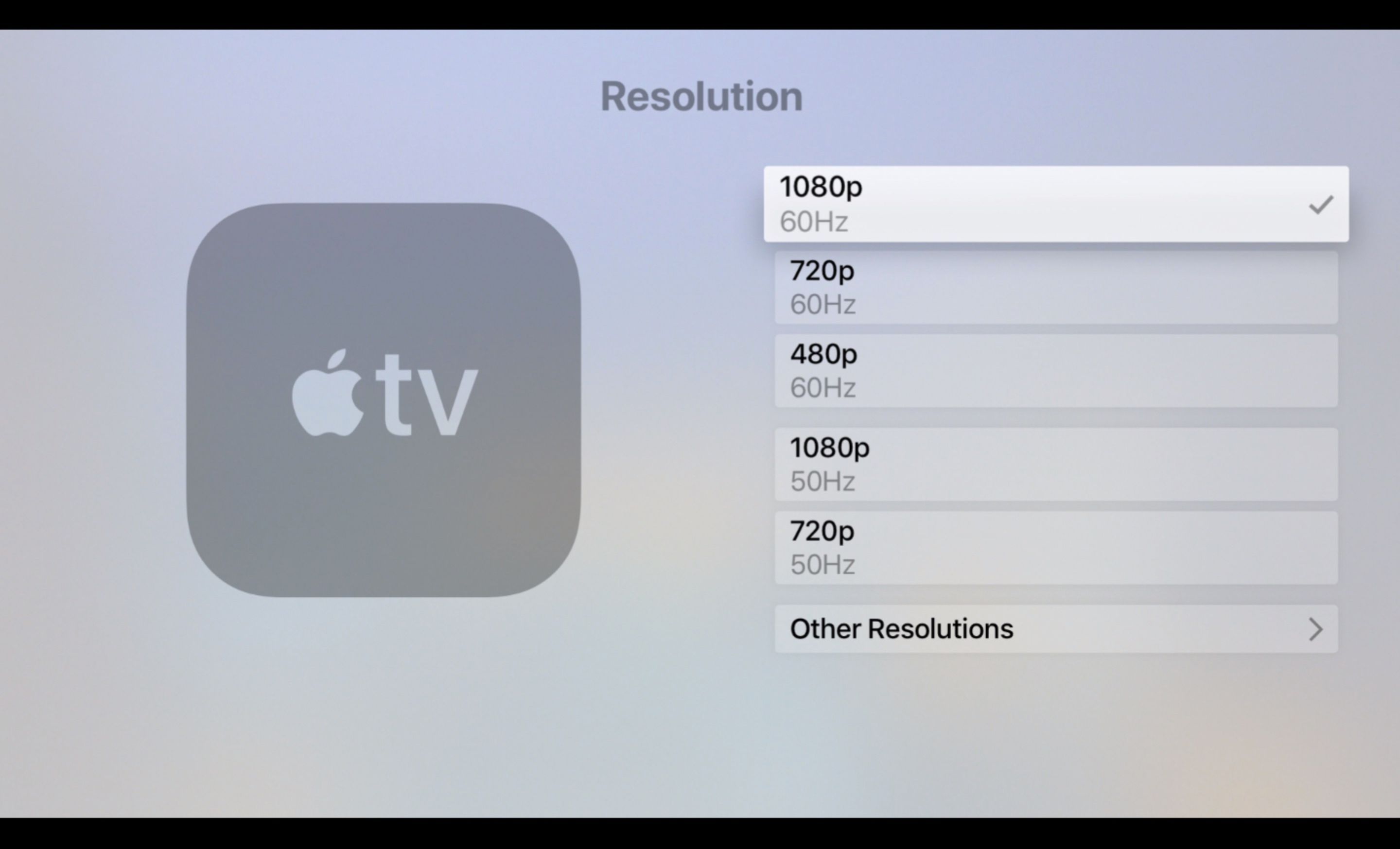 Разрешение экрана на Apple TV