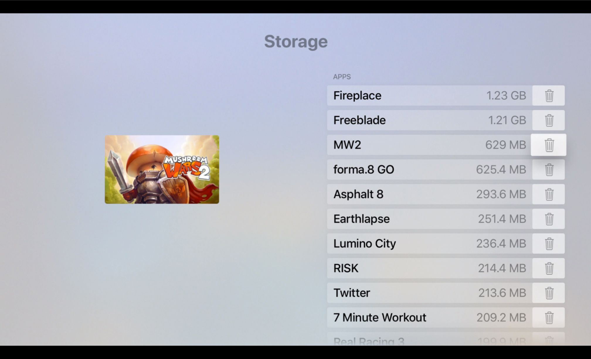 Экран хранения на Apple TV
