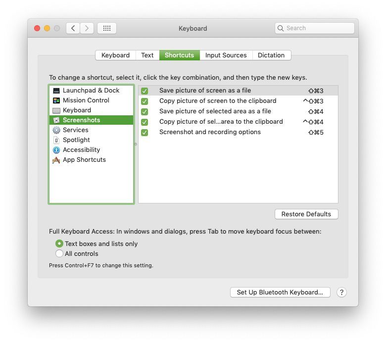 Скриншот настроек клавиатуры MacOS.
