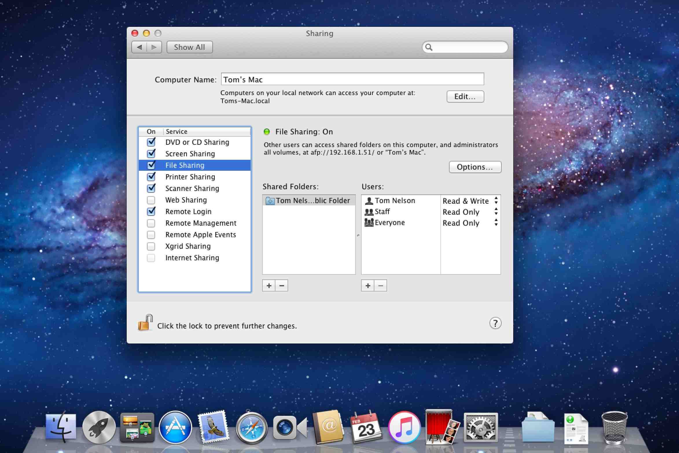 Общий доступ к файлам с OS X Lion