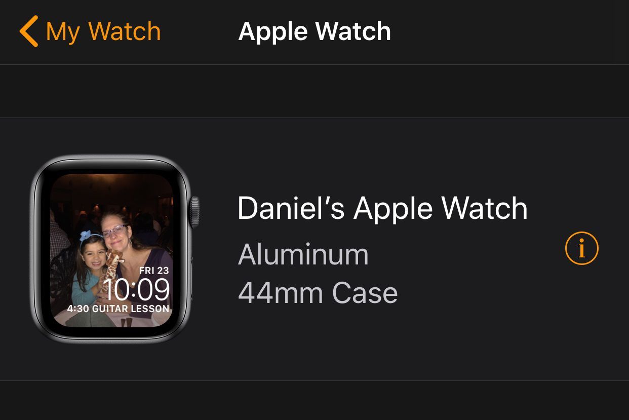 Снимок экрана экрана Apple Watch Unpair