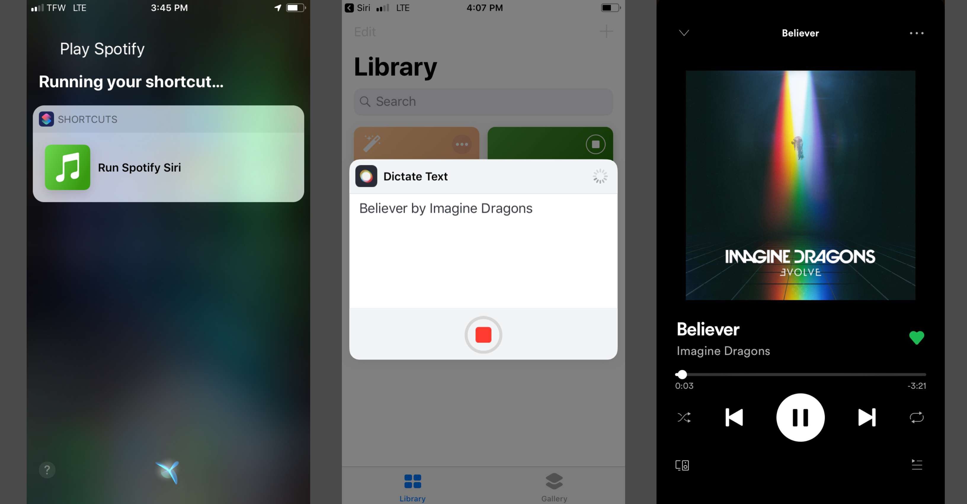 Поиск конкретной песни с помощью Siri Shortcut для Spotify
