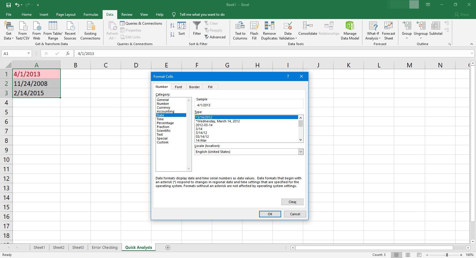 Использование форматных ячеек с быстрым анализом в Excel.