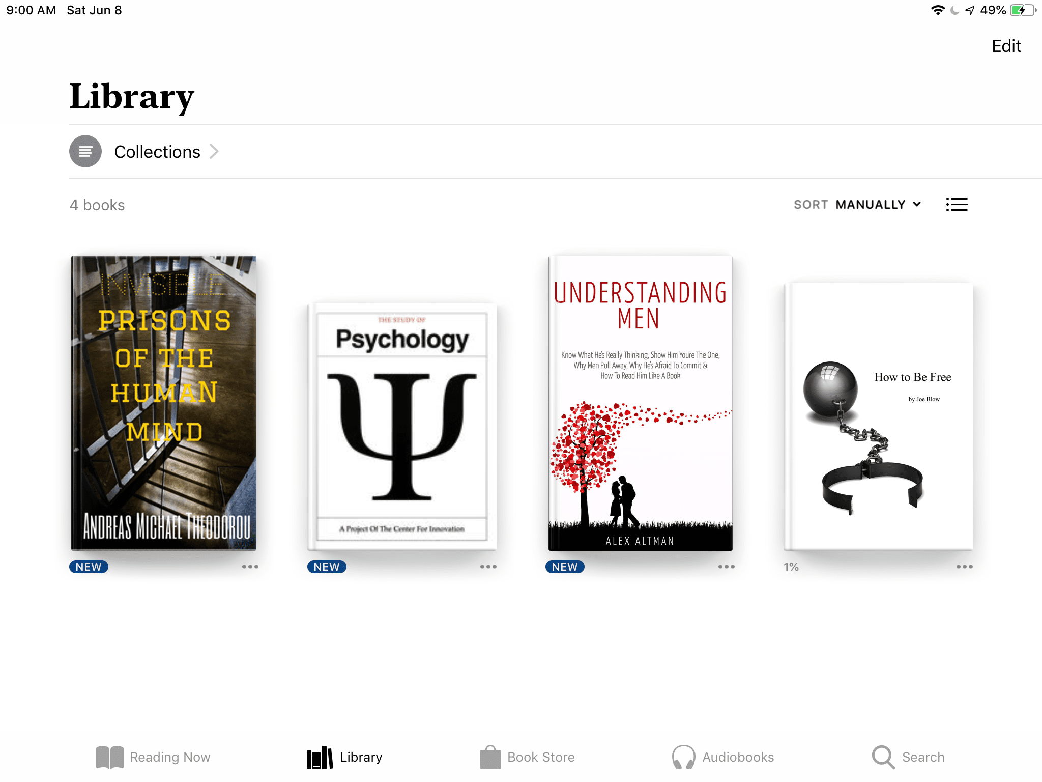 Вкладка «Библиотека» приложения «Книги» для iPad