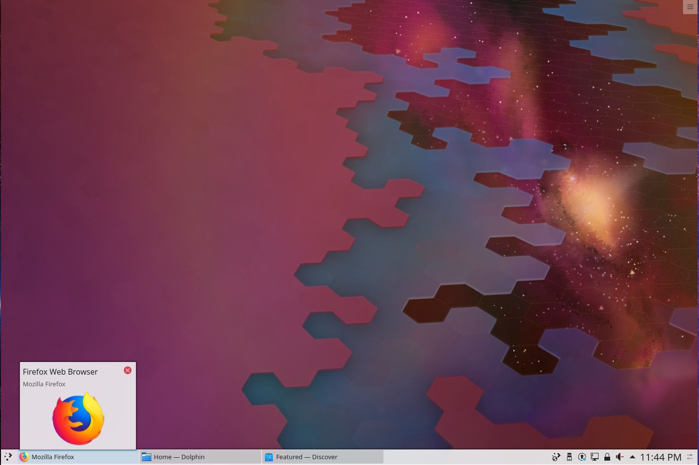 Снимок экрана минимизированного приложения KDE Plasma.