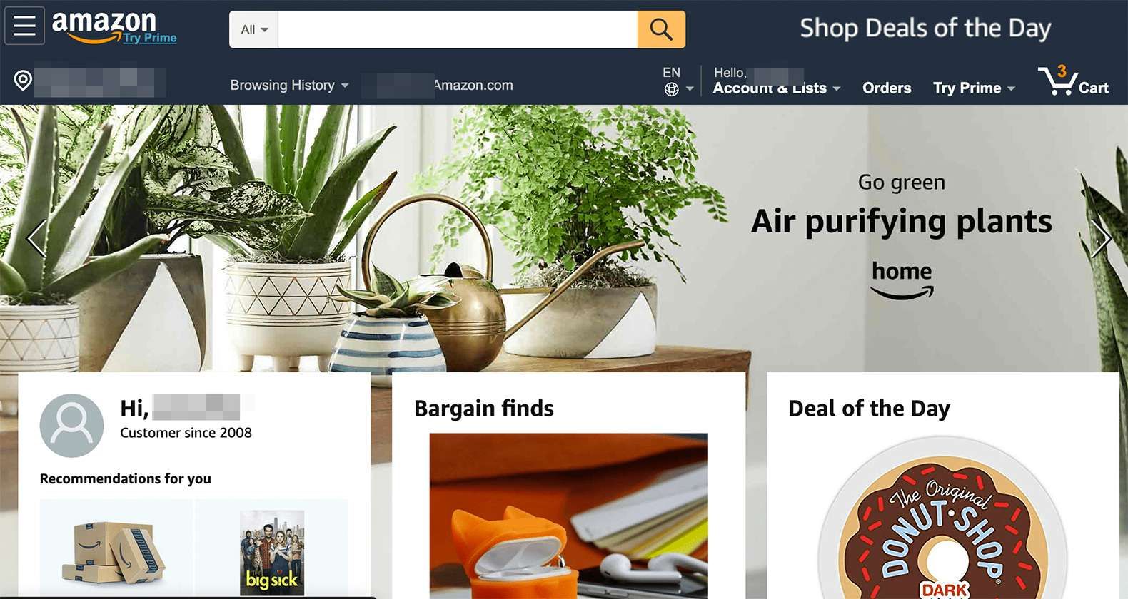 Домашняя страница Amazon