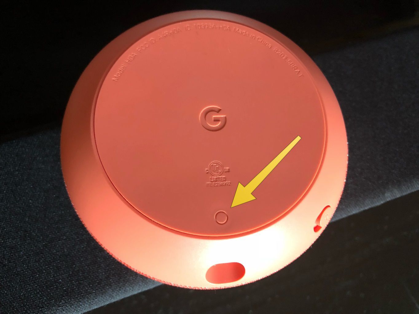 изображение кнопки мини-сброса Google Home