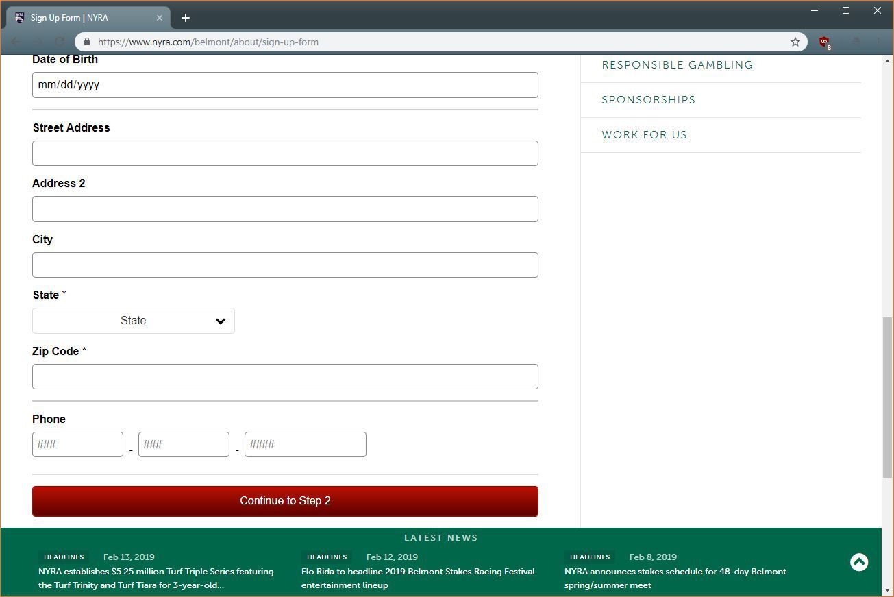 Скриншот страницы регистрации NYRA.