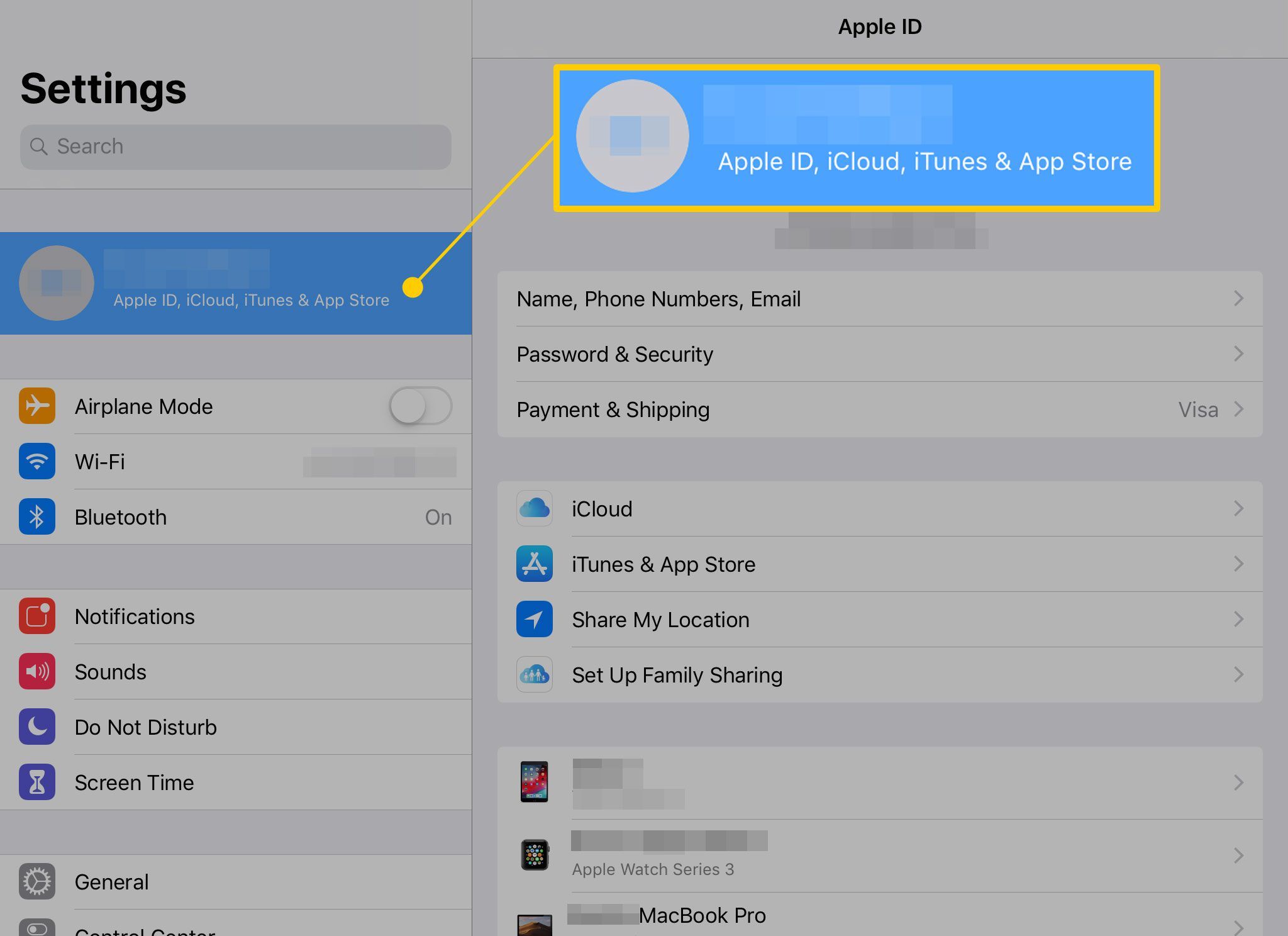 Apple ID в настройках на iPad