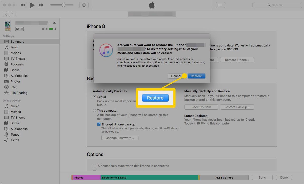 Как восстановить скриншот кнопки восстановления iPhone