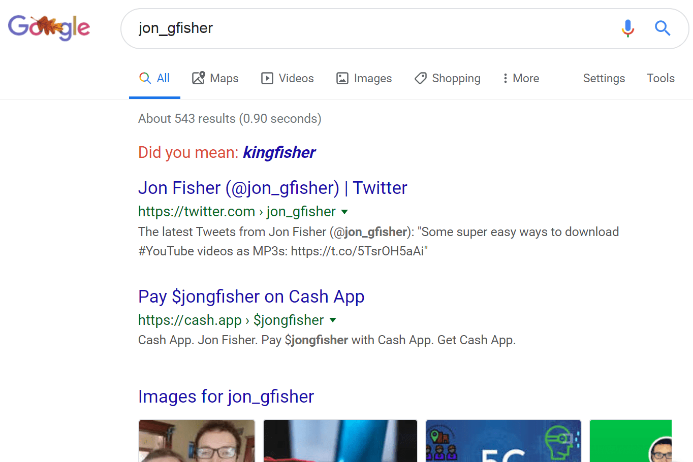 Google обратный поиск по имени пользователя jongfisher