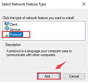 One or more network protocols are missing on this computer error on Windows 10 