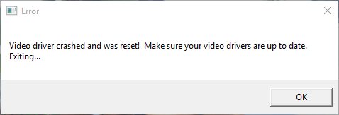 Video Driver Crashed and was Reset 