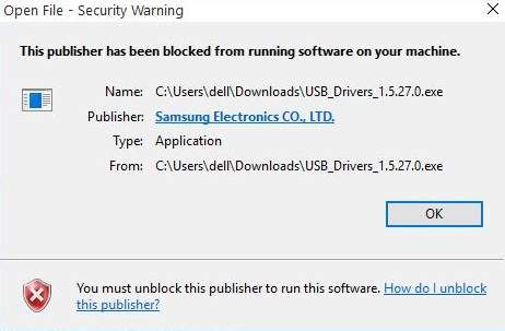 ‘The publisher has been blocked from running software on your machine’ on Windows 10 