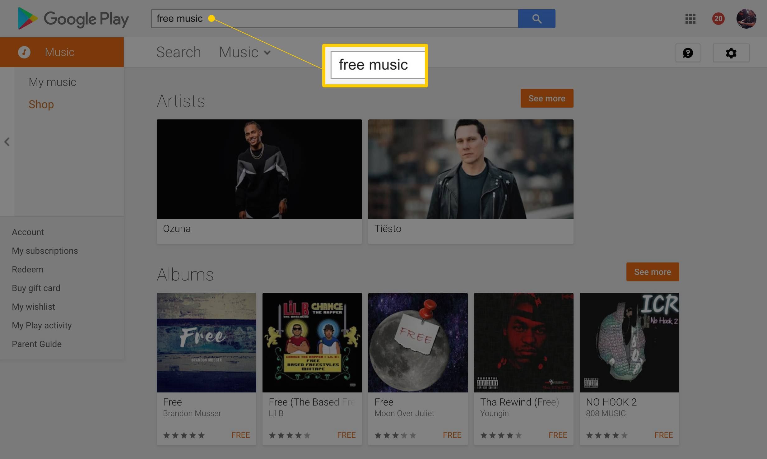 бесплатная музыка Поиск в Google Play Music