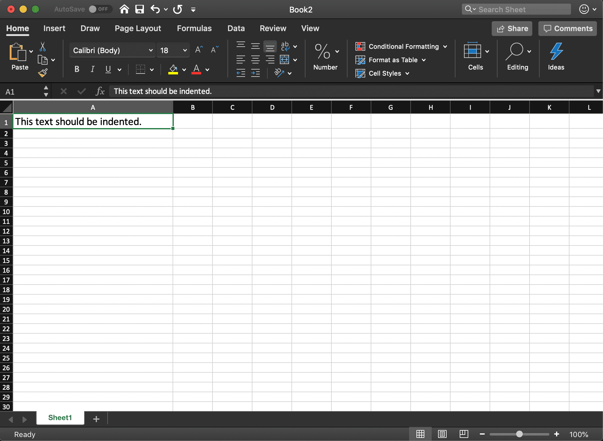 снимок экрана Excel для Office 365