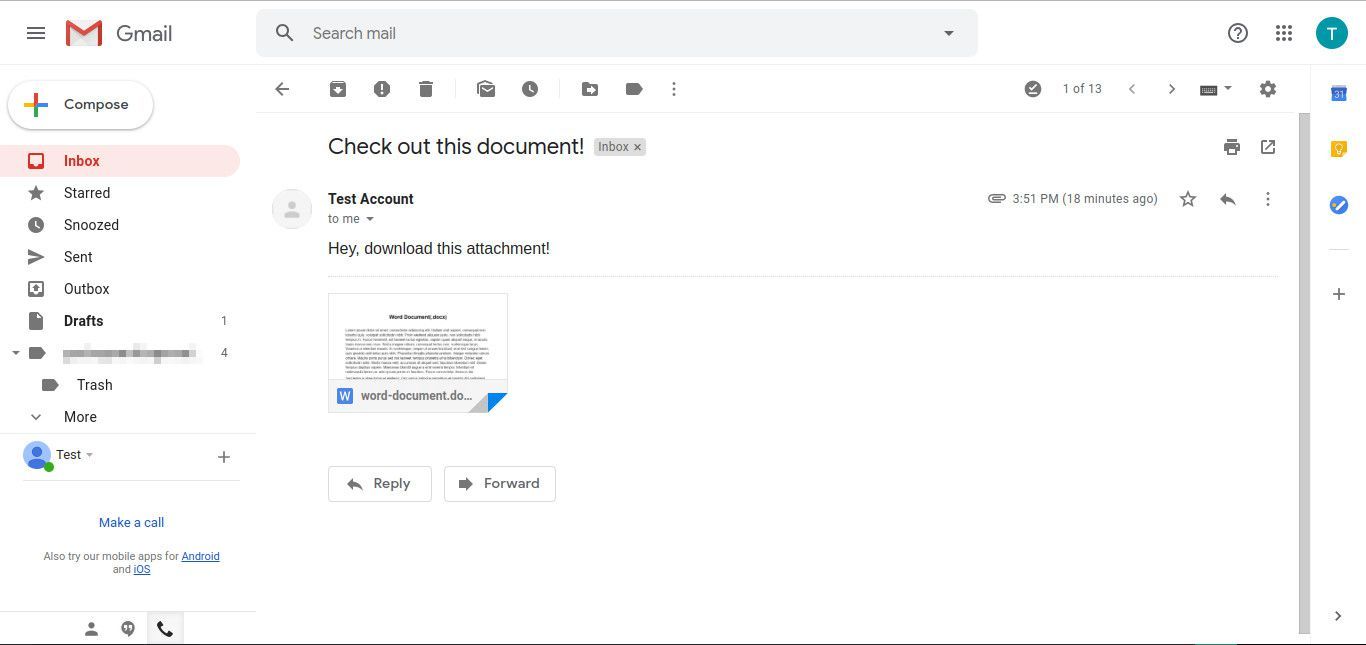 скриншот сообщения Gmail с вложением