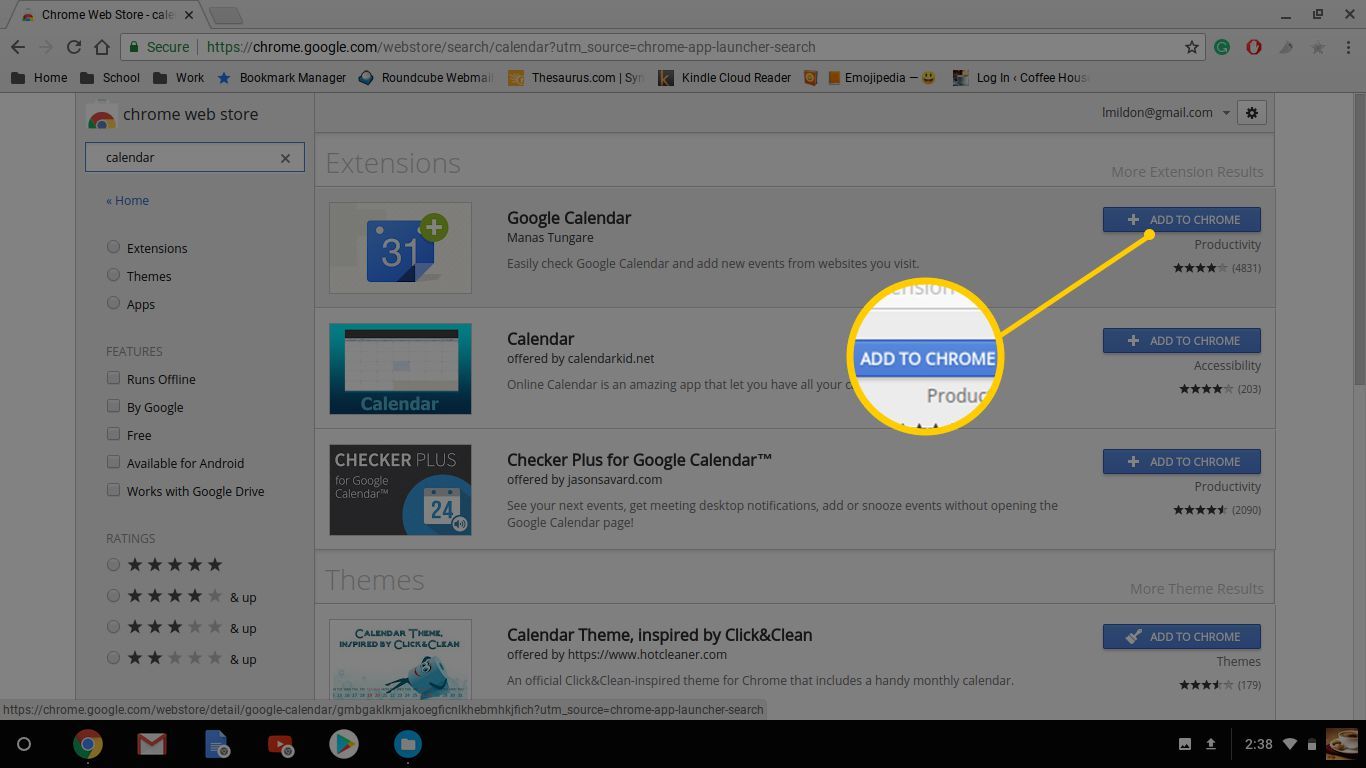 Кнопка «Добавить в Chrome» в интернет-магазине Chrome на Chromebook