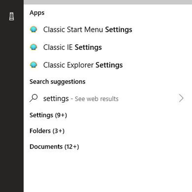 Скриншот результатов поиска Windows 10