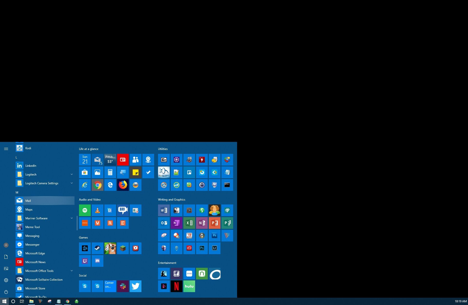 Выбор почтового приложения Windows 10.