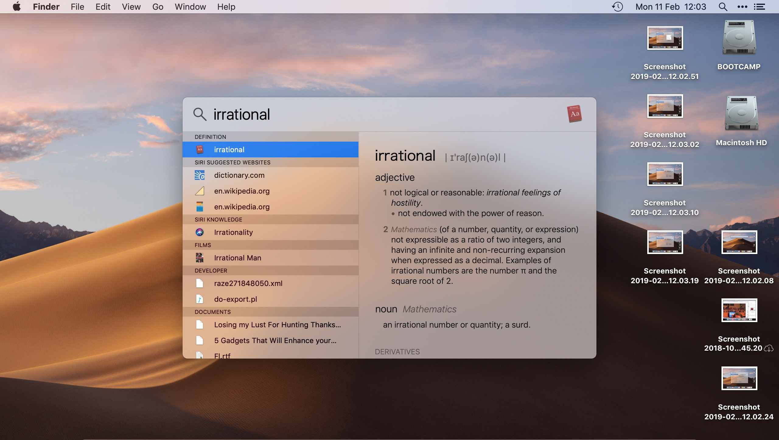 Mac OS's Spotlight Search Dictionary Definition