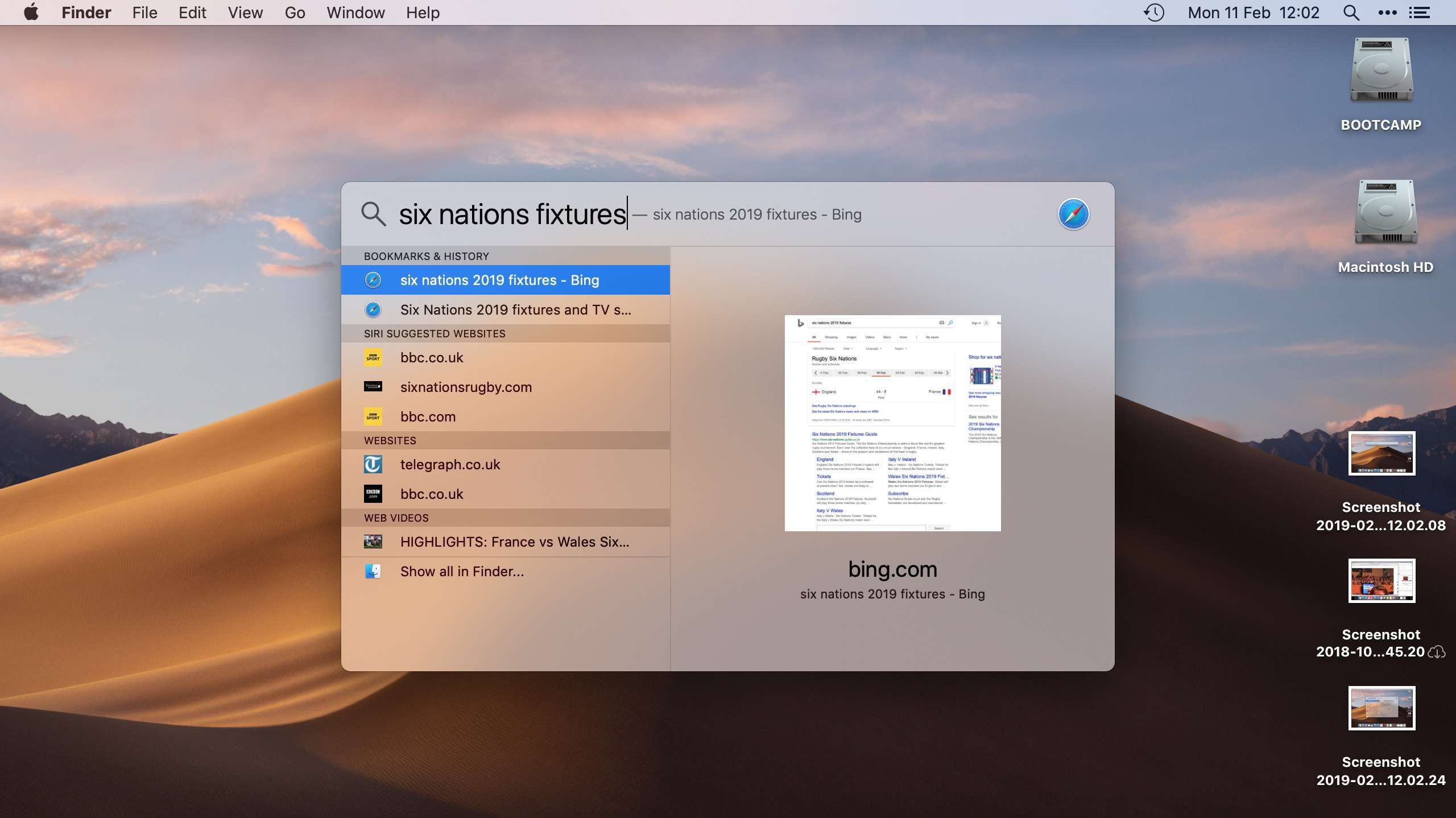 Mac OS's Spotlight Search Results