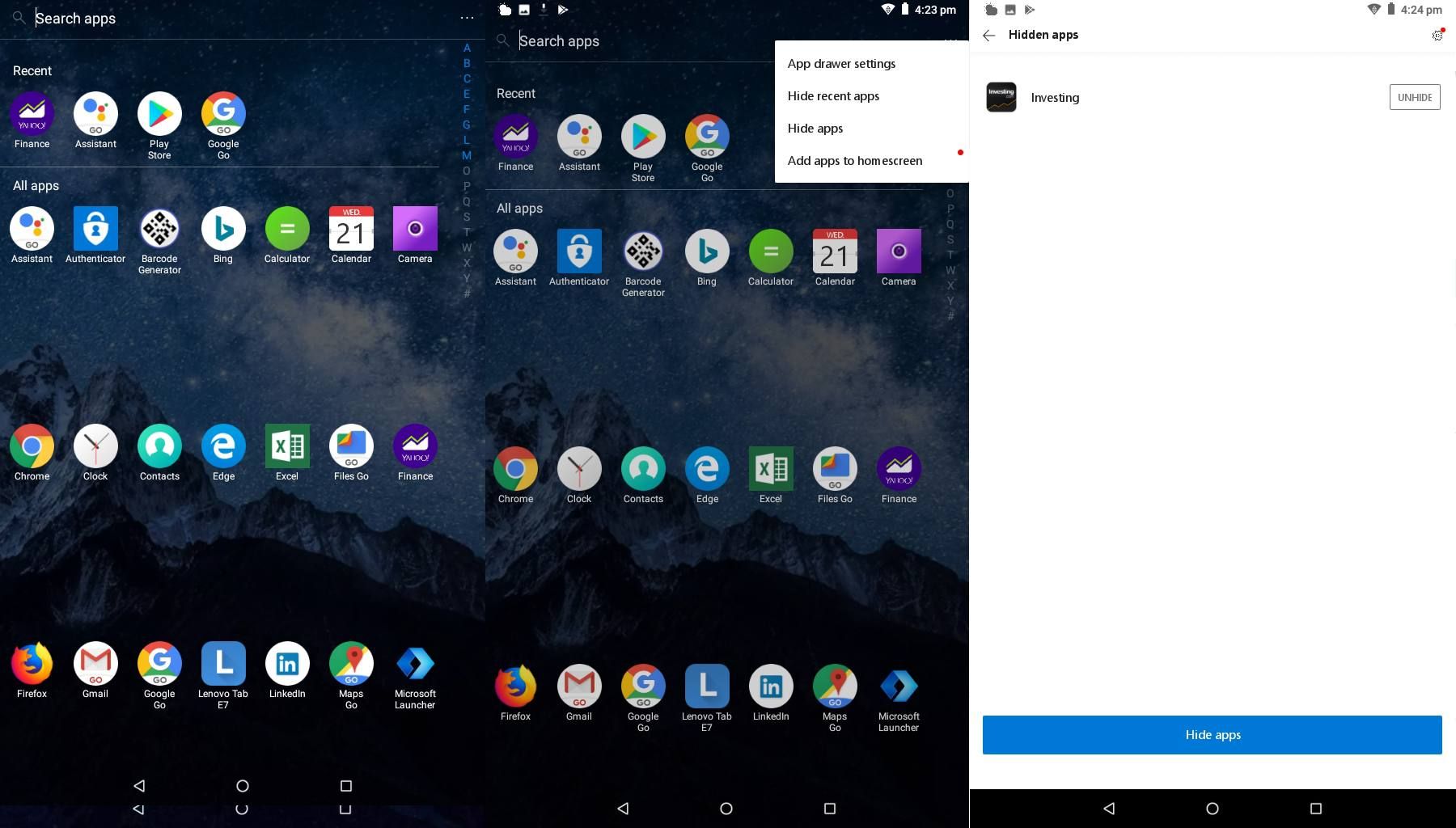 Скриншоты, показывающие, как найти все приложения на Android.