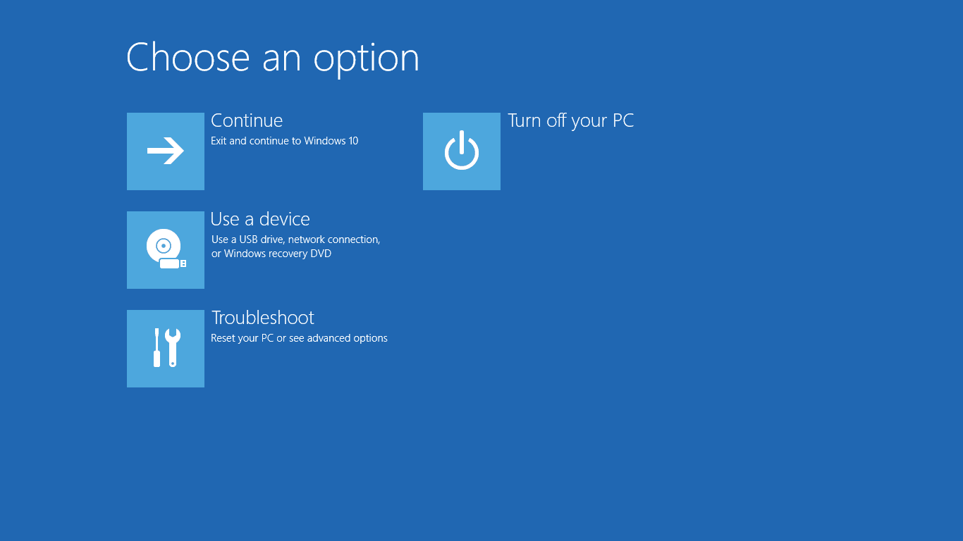Расширенные параметры запуска в Windows 10