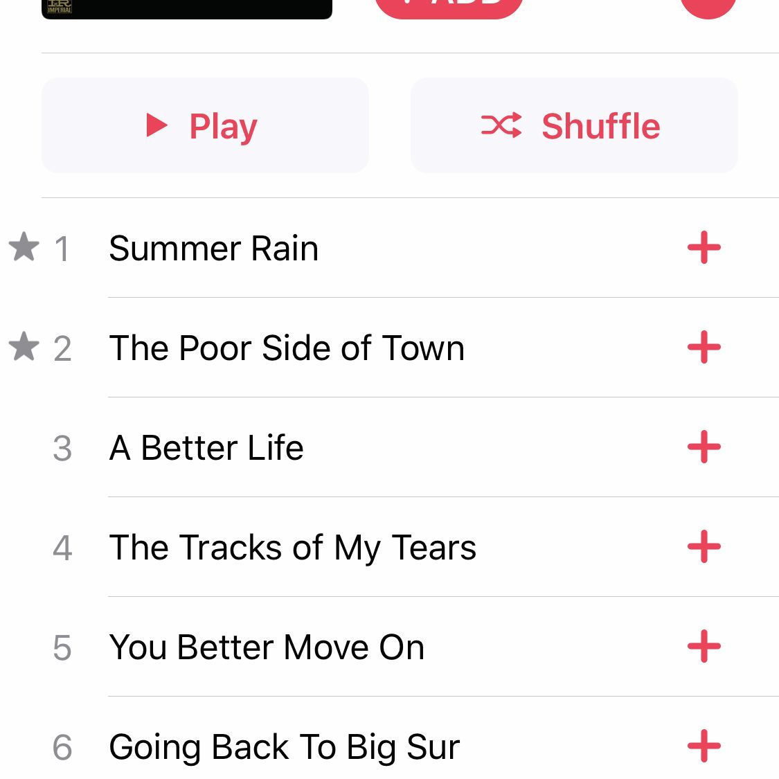 Скриншот просмотра альбома в Apple Music на iPhone