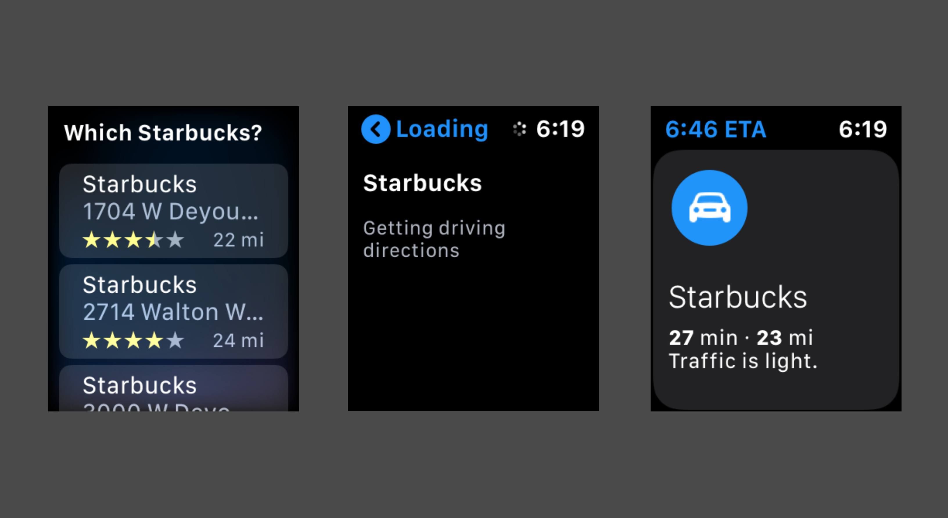 Использование Siri на Apple Watch, чтобы найти маршрут