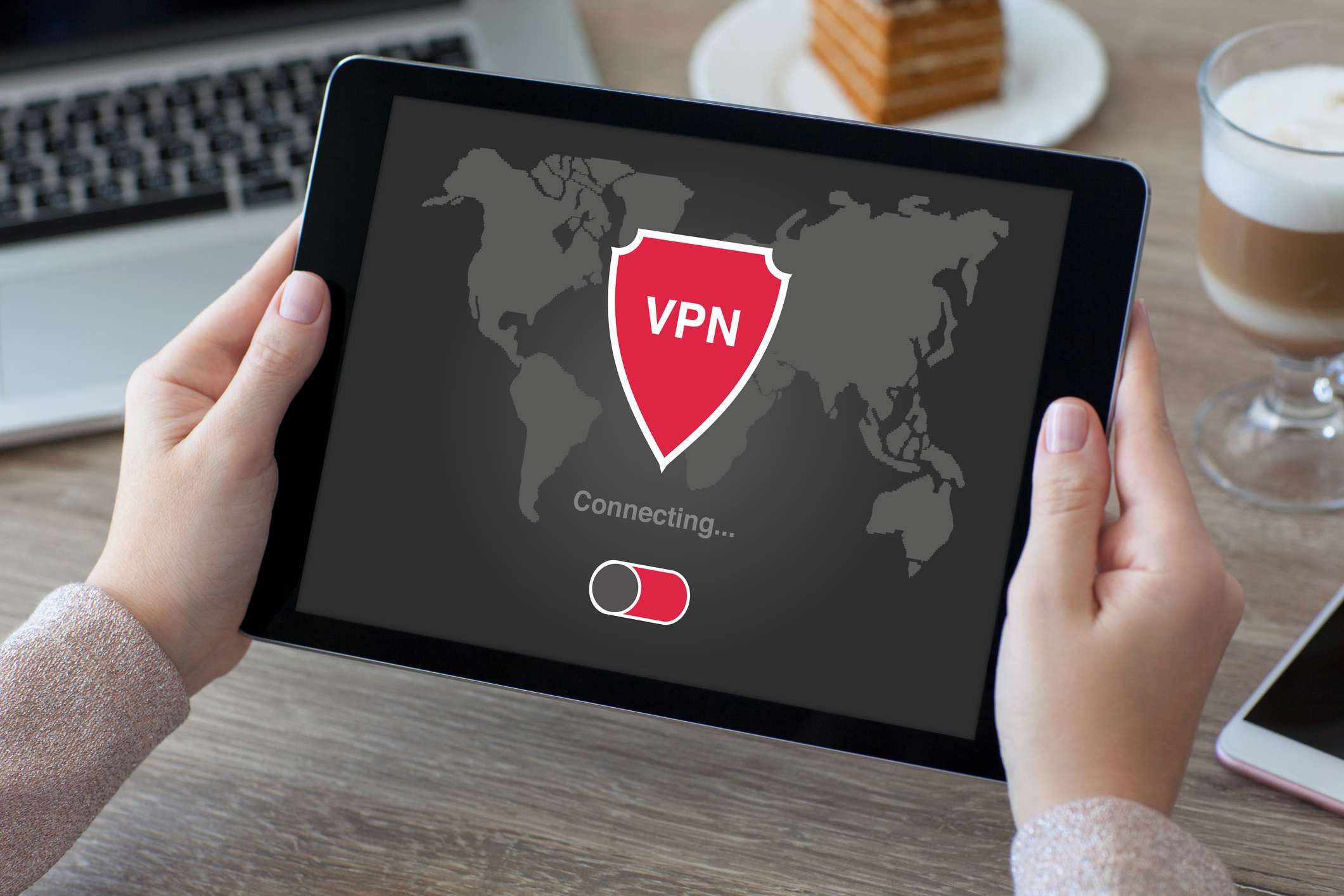 Планшет настроен с виртуальной частной сетью (VPN)