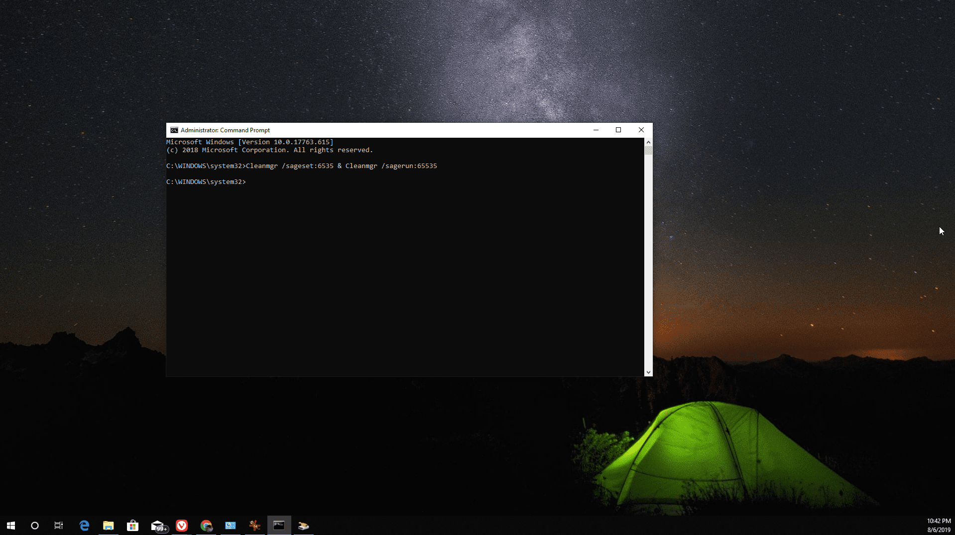 Снимок экрана запуска утилиты расширенной очистки диска в Windows