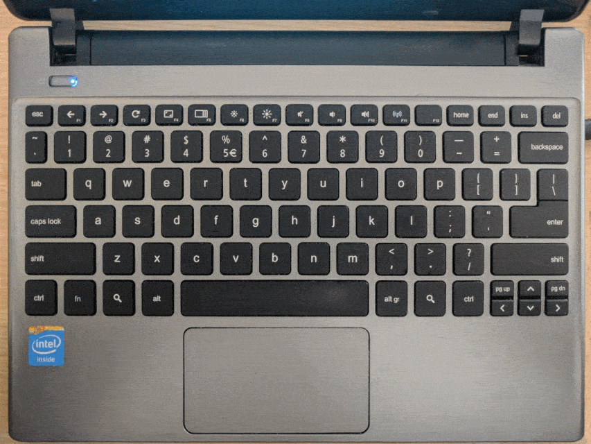 клавиши для увеличения, уменьшения и сброса уровня увеличения в Chromebook