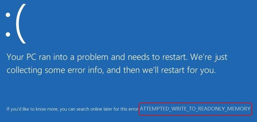 Fixed Attempted_Write_To_Readonly_Memory BSOD on Windows 10 